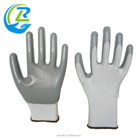 Benutzer definiertes Logo 13 Gauge weiß Nylon Strick futter beschichtet grau glatt Nitril getaucht Handjob Hoch leistungs arbeits handschuhe