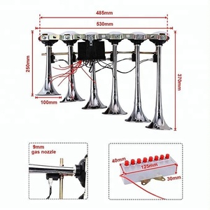 Klaxon de <span class=keywords><strong>voiture</strong></span> à mélodie d'<span class=keywords><strong>air</strong></span> libre 12V/24V avec boîtier de commutation à 8 boutons adapté aux camions, camions et bateaux - Product Image 2
