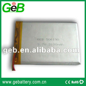 Langen zyklus lithium polymer akku <span class=keywords><strong>3</strong></span>.7v mah 506190 3100 - Product Image 2