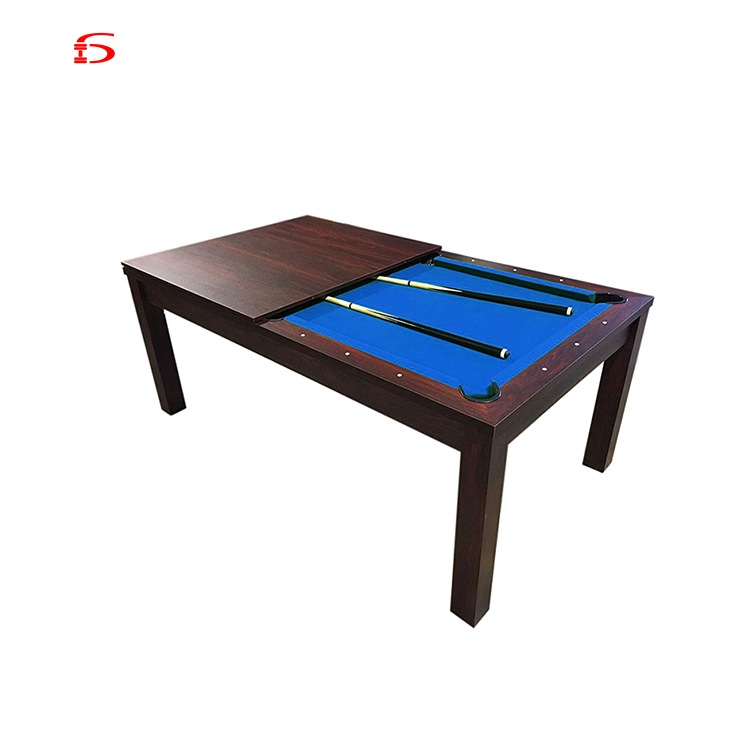 Практичный классический бильярдный стол 2 в 1 с рамой из массива дерева, обеденный стол и стул, распродажа, Китай