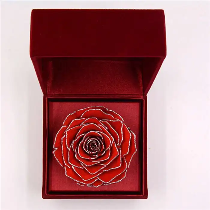 wholesale preserved flower real flowers silver brim rainbow preserved roses in gift box