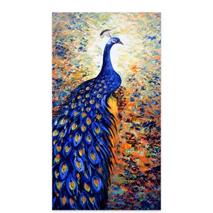 Classic handpaint peacock feather wall art canvas oil painting