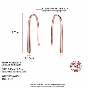 CZCITY New Lady Luxury Simple Design Fascinating Women Romantic Rose Gold Color 925 <strong>Silver</strong> <strong>Drop</strong> <strong>Earring</strong> - Product Image 2