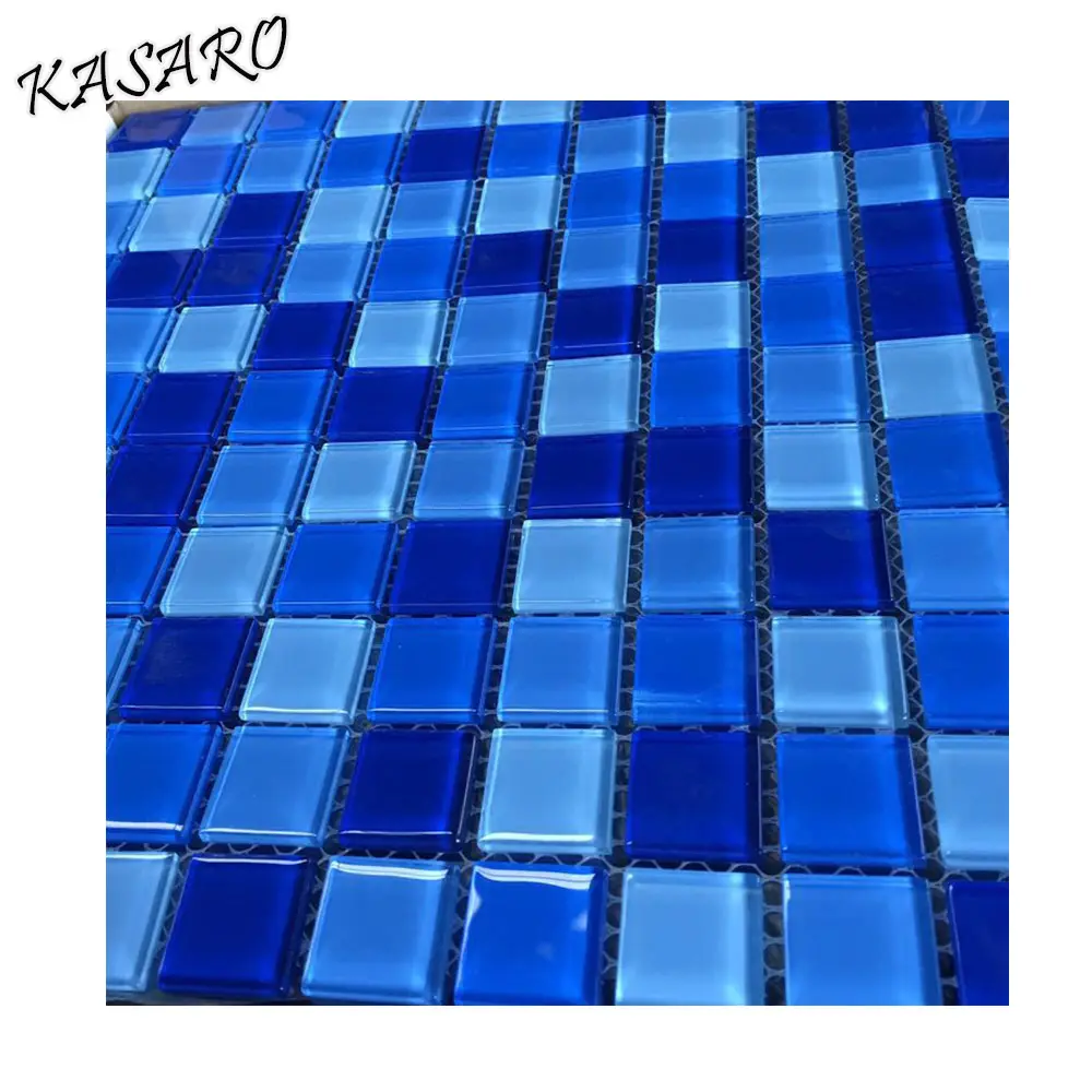 Blended Blues Glass Mosaic for Swimming Pool Tile