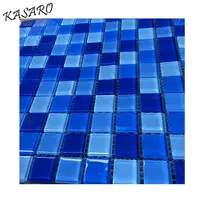 Azulejo de vidrio para piscina, vidrio azul mezclado