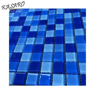 Azulejo de vidrio para piscina, vidrio azul mezclado