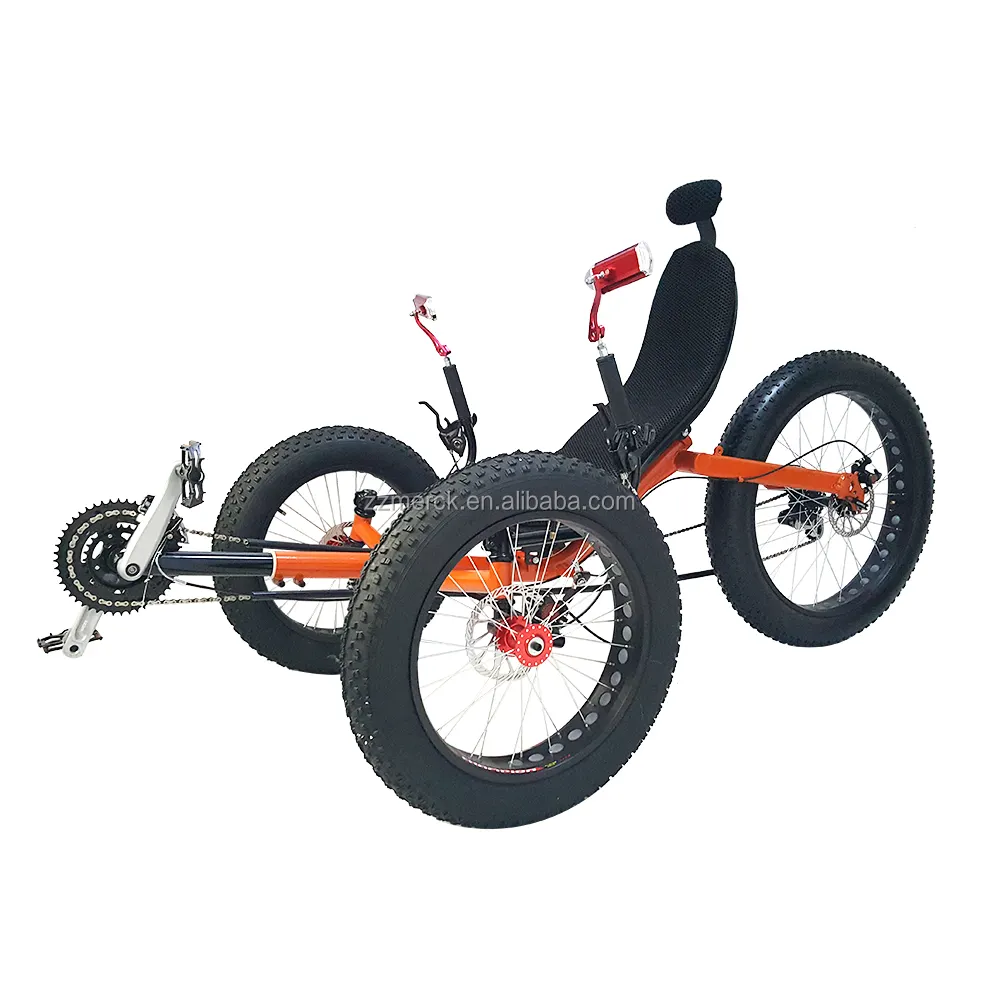 Wholesale Outdoor Pedal Leisure Adults Mountain Beach Sporting Big Powered Fat Bike Recumbent Tricycle