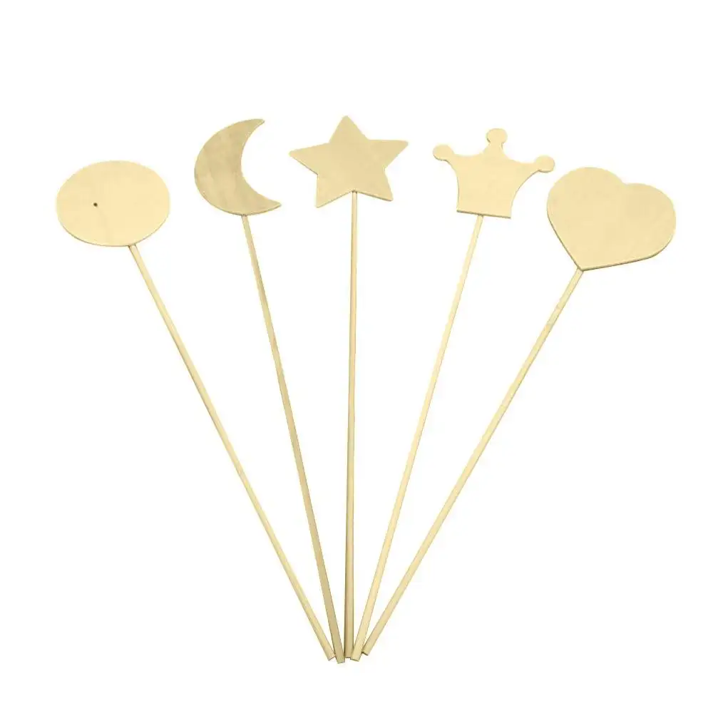 Factory direct DIY accessoire prinses hart star crown kids fairy hout ambacht magic stok toverstaf