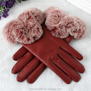 Gants en fausse fourrure pour femmes, gants en <span class=keywords><strong>cuir</strong></span> chauds pour l'hiver - Product Image 4