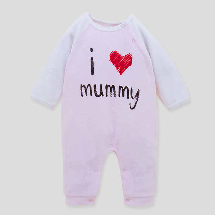 2019 Cheap High Quality Baby Clothes 80% Cotton 20% Polyester Velour I Love Daddy and Mummy Design Winter Baby Romper