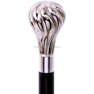 Handcrafted Nickel-Plated <b>Wooden</b> Walking Stick with Metal Handle for Wall Signs and <b>Wooden</b> Boxes Wood <b>Craft</b> Product - Product Image 1