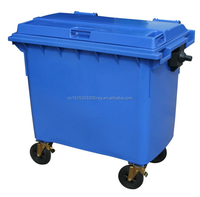Poubelle en plastique de 660 L à roulettes, écologique, pour usage extérieur, bac à déchets en plastique