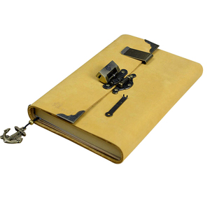 Tùy Chỉnh LOGO Dập Nổi Handmade Cao Cấp Vintage Leather <span class=keywords><strong>Notebook</strong></span> A5 Nhật Ký Với Khóa Và Chìa Khóa - Product Image 4