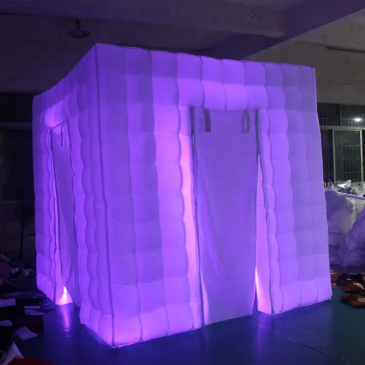 Wirtschafts Oxford LED-Licht Weißen Aufblasbaren Würfel Zelt Photo Booth