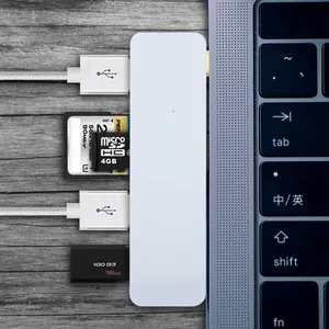 Baru Kedatangan 5 In 1 Usb C HUB Adaptor USB HUB 3.0 TYPE C HUB dengan 3 Port USB 3.0 SD/TF untuk MacBook Pro