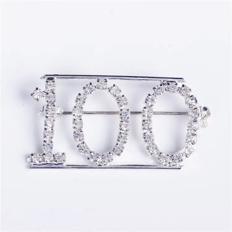 Wholesale Custom Number 100 Pin Rhinestone Crystal Brooch Sash Pins