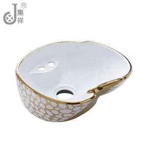 JX013 Meuble de salon moderne de luxe en céramique couleur or, lavabo de coiffure auto-nettoyant avec glaçure pour salle de bain d'hôtel - Product Image 1