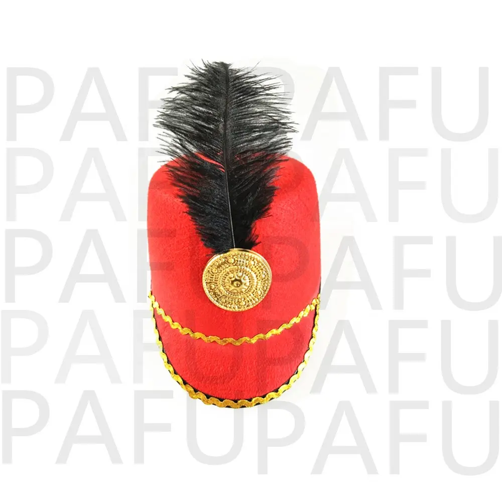 Детская шапка с красным походным ремешком или шапка-солдат красного и черного цвета