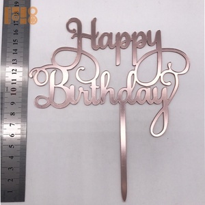 Decorazione per <span class=keywords><strong>Torta</strong></span> in Acrilico <span class=keywords><strong>Personalizzata</strong></span> 'Happy Birthday' Effetto Specchio Oro Rosa per Natale, Laurea, Pasqua e Capodanno - Product Image 3