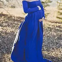 Off Bahu Lengan Panjang Ibu Pakaian Gaun 2019 Fotografi Maxi Trailing Gaun untuk Ibu Hamil