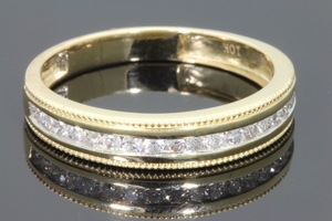 R617 Huilin Set di Anelli Nuziali in <span class=keywords><strong>Oro</strong></span> Giallo, Anelli di Fidanzamento con Diamanti, Set di Anelli per Coppie - Product Image 4