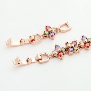 LUOTEEMI Trasporto Libero All'ingrosso Reale 18K Oro <span class=keywords><strong>Rosa</strong></span> Delle Donne di Lusso Multi UN AA CZ <span class=keywords><strong>Fiore</strong></span> Fortunato Braccialetti Dei Monili di Nozze per la Sposa - Product Image 4