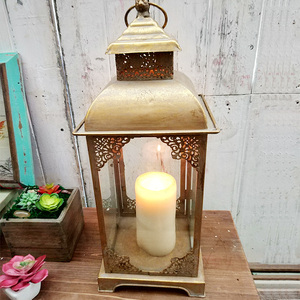 Luckywind Square Vintage Gold Metal Glass Wholesale Moroccan <strong>Lantern</strong> - Product Image 2