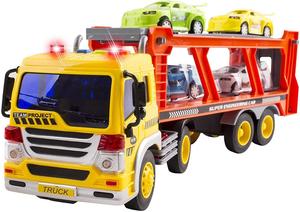 <span class=keywords><strong>Camion</strong></span> <span class=keywords><strong>Giocattolo</strong></span> Trasportatore di Auto a Frizione con Luci, Suoni e Rampa, Include 4 Auto in Plastica - Product Image 4