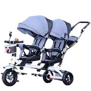 Tricycle double siège de haute qualité <span class=keywords><strong>pour</strong></span> jumeaux, poussette tricycle <span class=keywords><strong>pour</strong></span> <span class=keywords><strong>bébés</strong></span> jumeaux, <span class=keywords><strong>vélo</strong></span> <span class=keywords><strong>pour</strong></span> enfants avec barre de poussée - Product Image 2