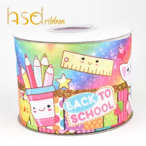 HSDRibbon 38MM 학교 패턴 열전달 인쇄 grosgrain 리본