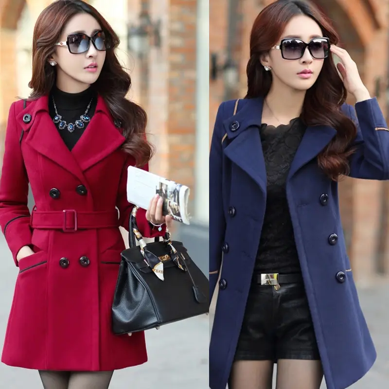 Produk Penjualan Laris Pabrik Tiongkok Mantel Panjang Tebal Jaket Mantel Musim Gugur Musim Dingin Wanita