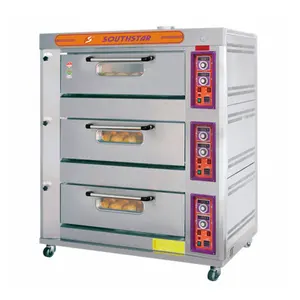 SOUTHSTAR Komersial Deck Oven dengan 3 Deck 6 Baki untuk Supermarket & Hotel