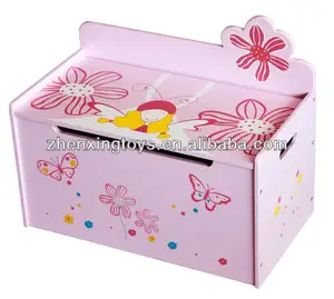 꽃 디자인 아이 나무 장난감 상자