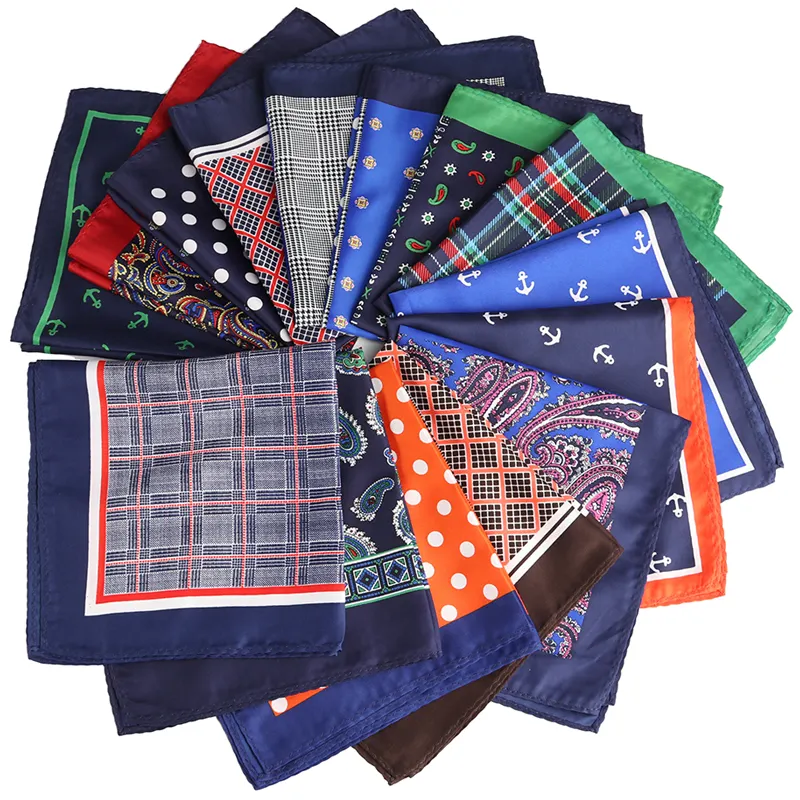 33x33 cm Grande Poche Carré pour Les Hommes Modernes Paisley Fleur Dot Plaid Imprimé Mouchoir de Poche Décontracté Hankies