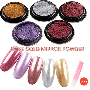 1 boîte de poudre à ongles, <span class=keywords><strong>effet</strong></span> <span class=keywords><strong>miroir</strong></span>, poudre chromé, or <span class=keywords><strong>rose</strong></span>, poudre à paillettes pour nail art - Product Image 2