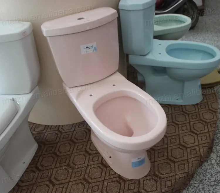 Bathroom two piece pink color wc toilet