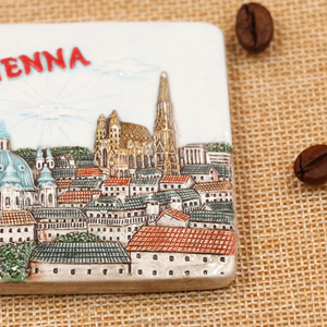 Alta calidad de recuerdos y regalos de cerámica pintada a mano personalizado imán país Austria Viena hecho en China - Product Image 5