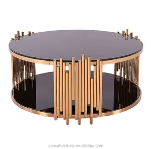 Rotating Black tempered glass rotating coffee table