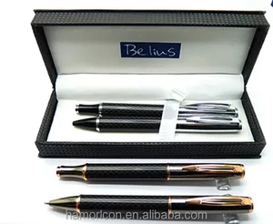 luxury metal carbon fibre pen set in gift box