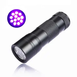 Senter Saku Senter Kecil Led Hitam UV, Senter Led Mini Bahan Aluminium dengan Saku Obor Harga Murah