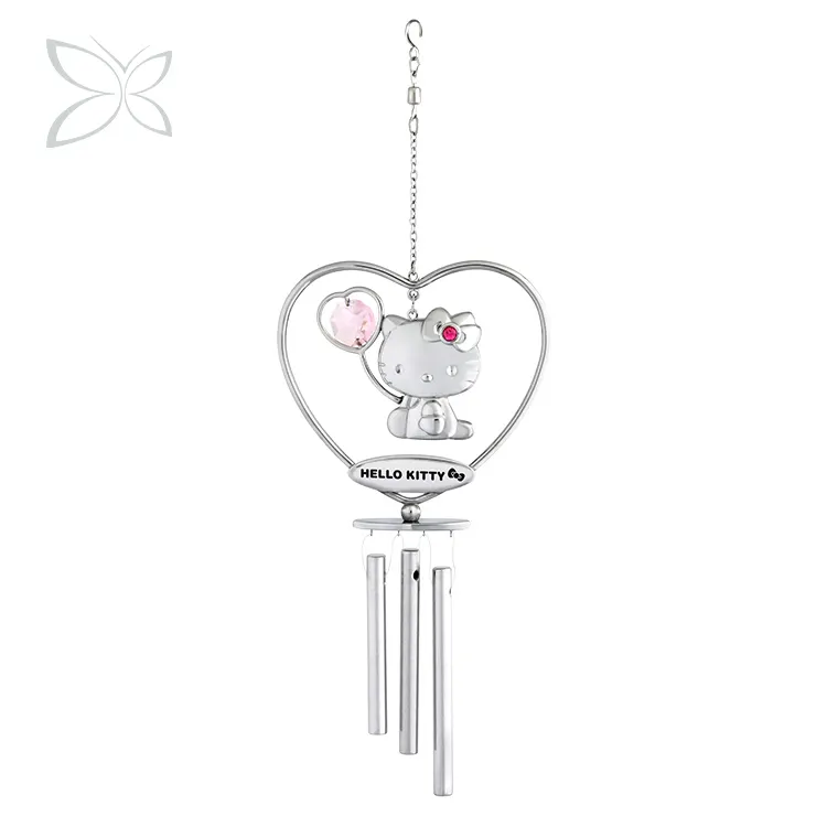 Amante — Hello Kitty, en métal, décoratifs avec <span class=keywords><strong>carillon</strong></span> à vent suspendu de cristaux, brillant de rosaline