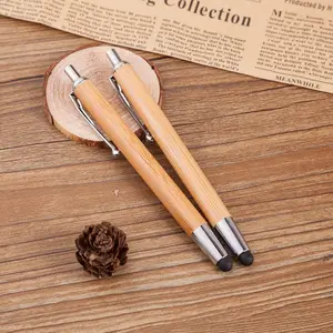 Novelty design bamboo custom logo pen touch tablet stylus wood pen