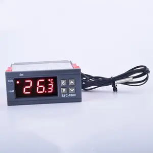 Inkubator Termostat Kontroler Suhu Digital LED, STC-1000 110 V-220 VAC,12/24DC 10A dengan Pemanas dan Pendingin, Keluaran Relai Dua