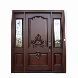 بوابة رئيسية من الحديد تصاميم دخول الباب الخشبي مع sidelites