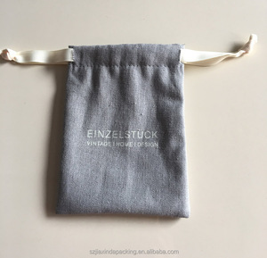 OEM tùy chỉnh đay dây rút túi với Thêu Logo tái chế bông vải bố mua sắm Pouch cho bao bì dây rút đóng cửa - Product Image 3