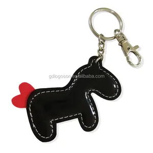 Custom made logo leather Dog, Elephant, Ladybug keychains wholesale leather animal keychain