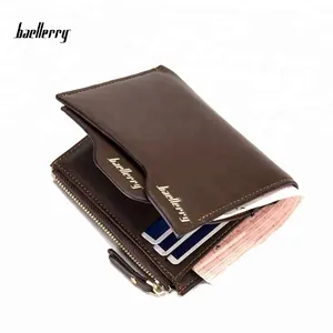 Baellerry Nuevo 2017 hombres billeteras monedero hombre dinero monederos suave caso de tarjeta de bolsas clásico sólido patrón Cartera de diseñador