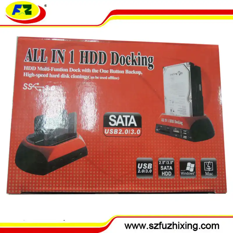 Tudo-em-1 Dupla sata ide hdd docking station com Um Backup de Toque para 2.5 "/3.5" SATA/IDE HDD