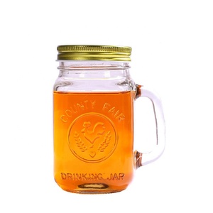 Nước giải khát lọ thủy tinh 16 oz với nắp đậy và ống hút rõ ràng dậu mason lọ thủy tinh tùy chỉnh dập nổi - Product Image 1