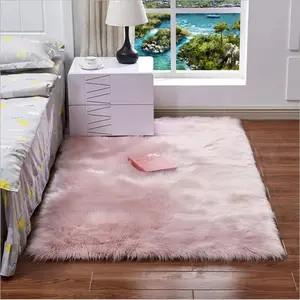 Grand tapis de sol rectangulaire en fausse fourrure, couvre-sol de chambre à coucher, lavable, pour toutes les saisons, vente en gros